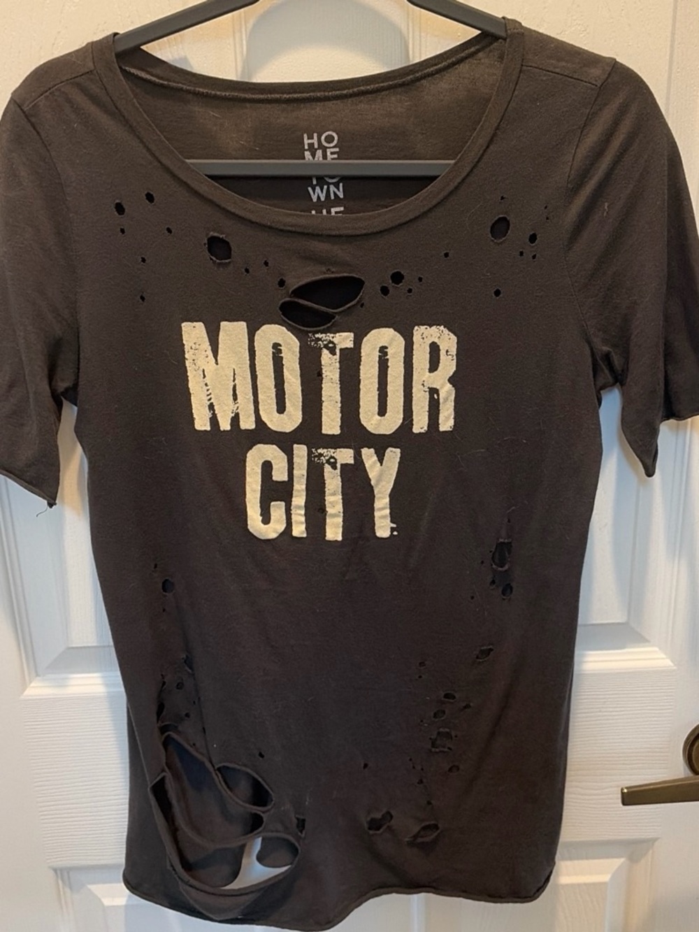 HomeTown Motor City Distressed Black Tee
